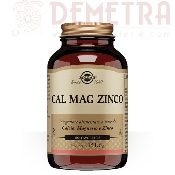 Cal Mag Zinco 100 tavolette Solgar Calcio Magnesio e Zinco per a Donna e per l'Uomo
