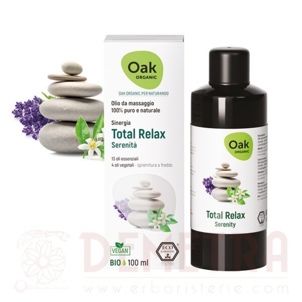 Olio Massaggio Total Relax con oli essenziali contro le tensioni, blocchi mentali e pensieri opprimenti