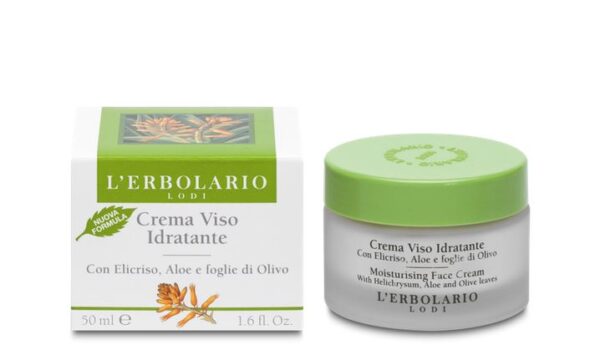 Crema viso Idratante per pelli secche con Elicriso, Aloe e Olivo 50ml L'Erbolario