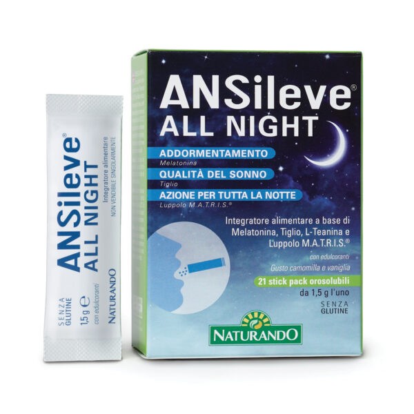 Ansileve All Night duplice effetto contro l'insonnia in pratici stick orosolubili - Naturando