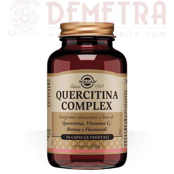 Quercetina 50 capsule vegetali Solgar con Bromelina, Flavonoidi, Rutina, Rosa canina e Acerola