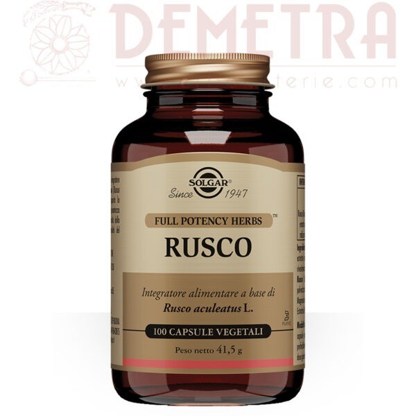 Rusco (Ruscus aculeatus L.) 100 capsule vegetali Solgar. Circolazione venosa e microcircolo
