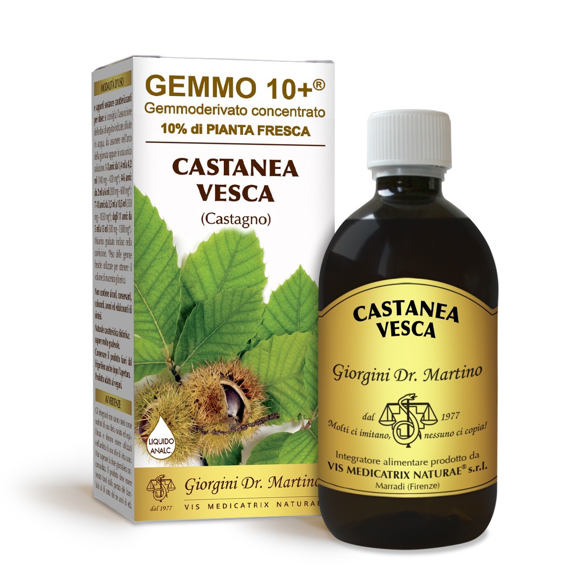 Gemmo 10+ Castagno (Castanea vesca, sinonimo Castanea sativa) gemmoderivato analcolico 500ml dr.Giorgini