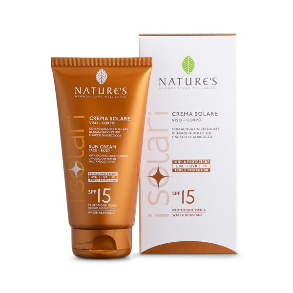 Crema solare corpo e viso SPF15 150ml Ideale per pelli normali e soggetti castani