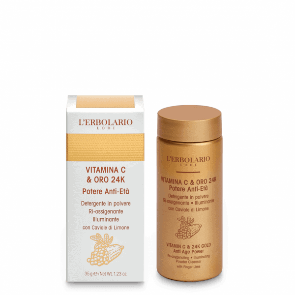 Detergente Viso in polvere Vitamina C e Oro 24K Riossigenante Illuminante