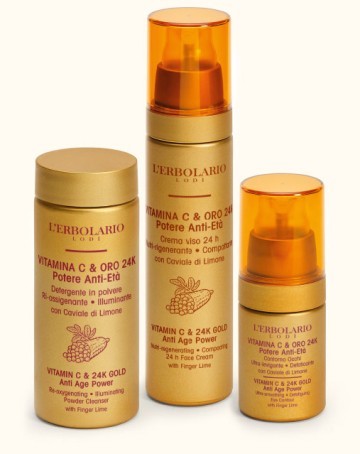 Linea completa Anti-Età Vitamina C e Oro 24K Crema+Contorno  Occhi+Detergente - Erboristeria Demetra