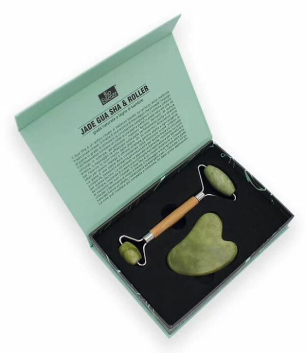Roller in Cristallo di Giada e Legno naturale di Bamboo - Jade Gua Sha e Roller