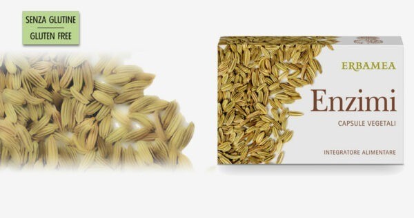 Enzimi e Finocchio 24 capsule vegetali contro gonfiore addominale, meteorismo, senso di appesantimento e sonnolenza post prandiale