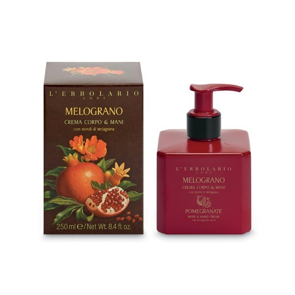 Crema Corpo e Mani Melograno 250ml  Fragranza: agrumata, fruttata