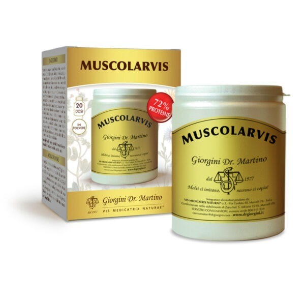 Muscolarvis 500gr polvere a base di siero del latte con minerali e vitamine