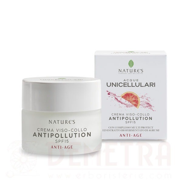 Crema Viso Collo Antipollution 50ml SPF15 Con Acido Ialuronico