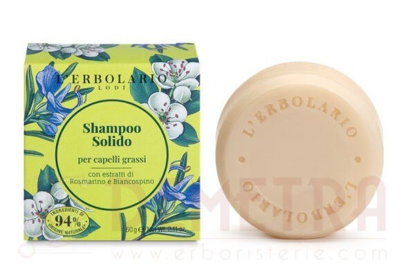 Shampoo Solido per capelli grassi con estratti di Rosmarino e Biancospino