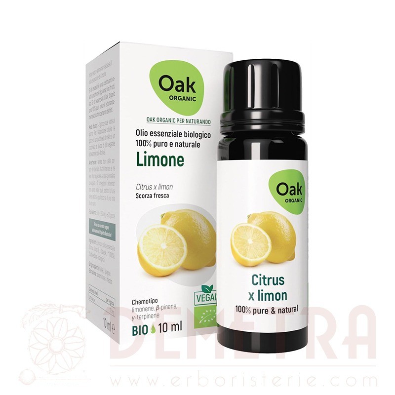 Limone Olio Essenziale 10ml biologico e vegano Oak Organic - Erboristeria  Demetra