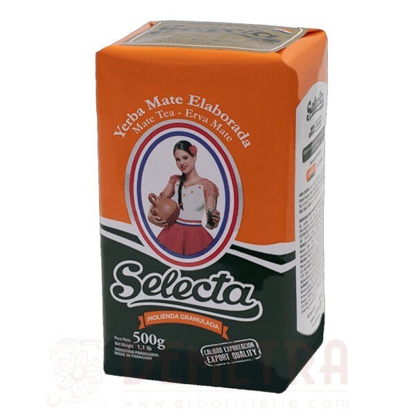 Yerba Mate Selecta 500g Elaborada estacionada Molienda granulada con palo Industria Paraguaya