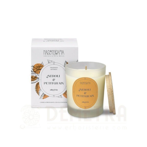 Candela di cera vegetale profumata Neroli e Petitgrain 180g Nasoterapia