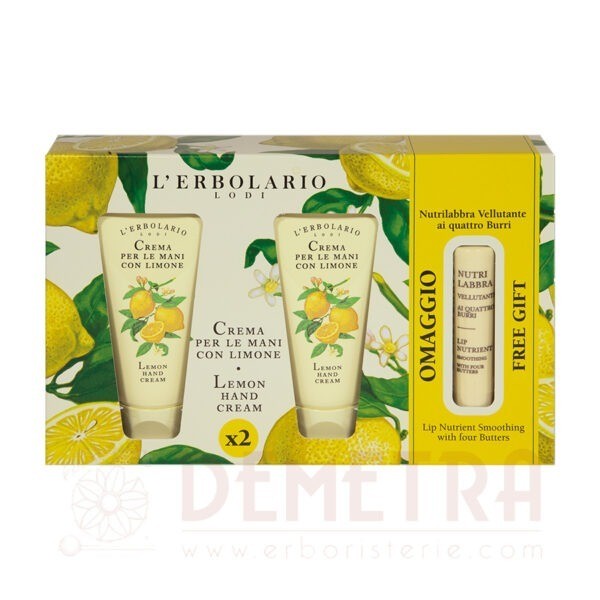 2 Creme per le Mani Limone e 1 Nutrilabbra Vellutante 4 Burri omaggio L'Erbolario