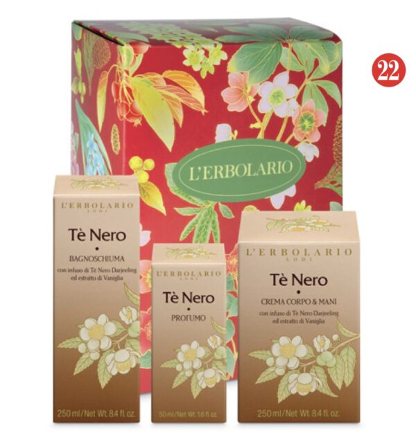 Regalo Te' Nero Profumo, Bagnoschiuma e Crema Profumata Corpo e Mani in scatola autoformante