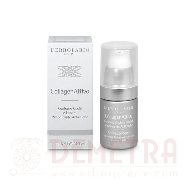 CollagenAttivo Contorno Occhi e Labbra Rimpolpante, Anti-rughe Con Collagene L'Erbolario