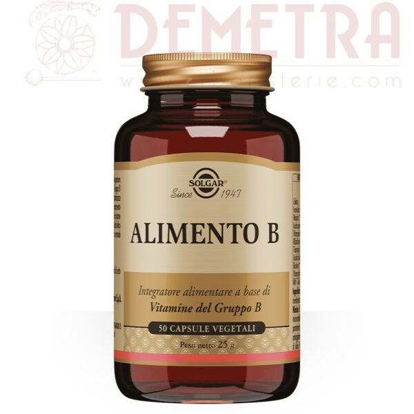 Alimento B 50 capsule Vitamine del Gruppo B (B1, B2, B3, B5, B6, B7, B8, B9, B12) Solgar