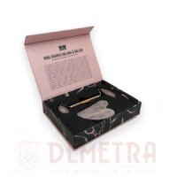 Roller in Cristallo di Quarzo rosa e Legno naturale di Bamboo - Rose Quartz Gua Sha e Roller